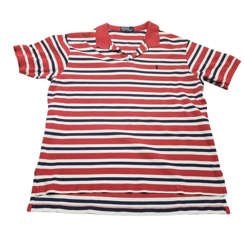 Polo Ralph Lauren Shirt XL Stripe Red White Blue Preppy Classic Cotton USA